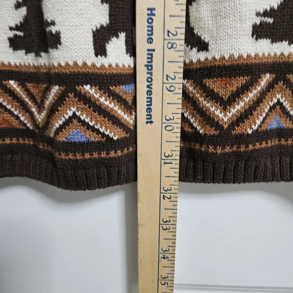 Gymboree Sweater Dress Girls 10 Brown Bear Fair Isle Cable Knit Cotton Short Slv